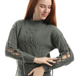 Tie-neck pullover / sleeve