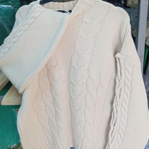 Braided open-sleeve drawstring sweater