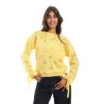 Embroidered pullover with drawstring sleeves