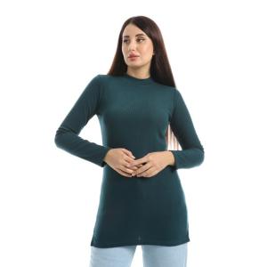 Long-sleeved knitted bodysuit with a half neck