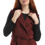 Suede vest with belt