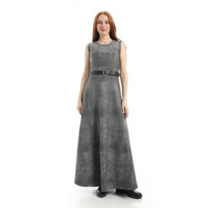 long scuba dress with belt