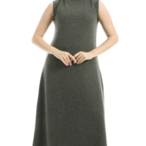 Rip cut wool high neck dress