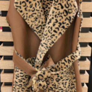 Long Tiger Print Leather Vest