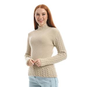 Braided sweater with long sleeves and waist