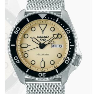 SEIKO Men's Watch 5 SPORTS Stainless Band, Off White Dial SRPD67K1