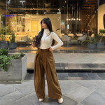 Suede Wide-Leg Pants Brown