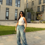 Baggy Jeans with Double Button & X Tie 2B Dirty light