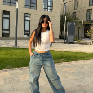 Baggy Jeans with Double Button & X Tie 2B Dirty light