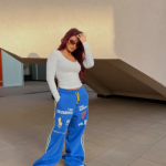 Polo Print Melton Pants Blue X yellow