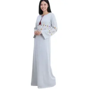inter Velvet Nightgown Abaya – Soft Embroidered Night Dress with Flared Sleeves