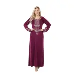 Cotton Jacquard Winter Nightgown for Women – Warm & Soft Sleepwear with Elegant Embroidery – Long Winter Home Dress