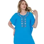 Bright Blue Maxi Dress with Embroidered Front