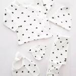 White Pajama with Black Hearts