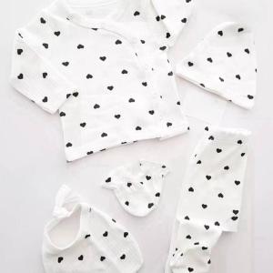 White Pajama with Black Hearts